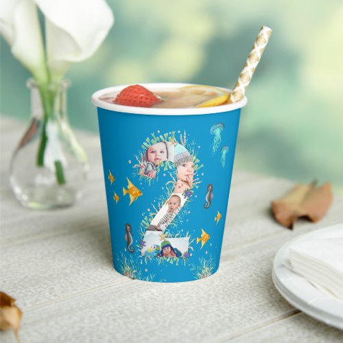 Big 2nd Under The Sea Birthday Photo Collage Paper Cups