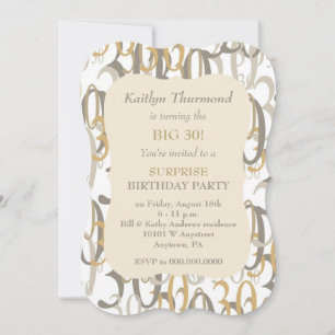Big 30 Gold Birthday Party Invitation