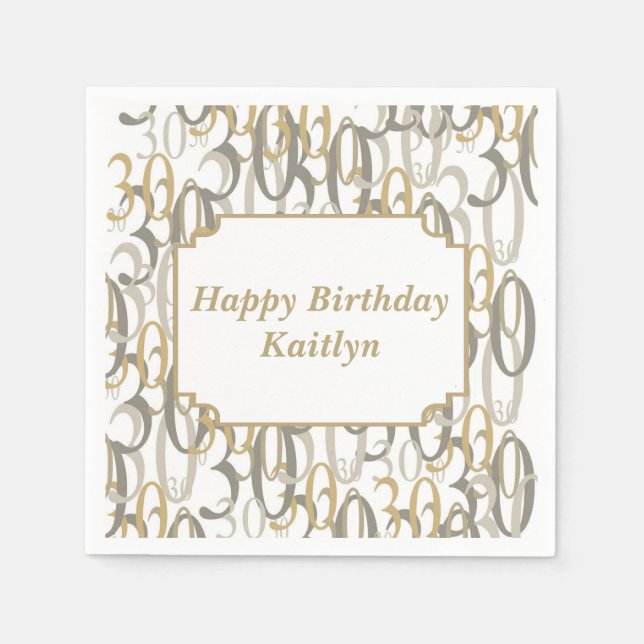 Big 30 Personalized Birthday Party Paper Napkins (Front)