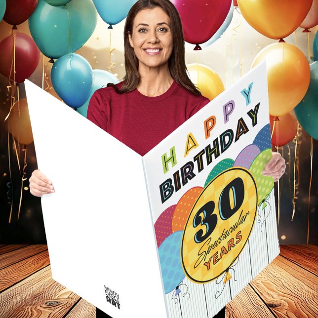 Big 30th Birthday Colorful Balloon  Card (Creator Uploaded)