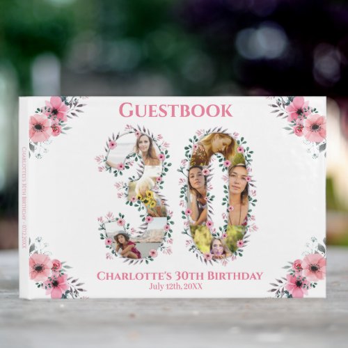 Big 30th Birthday Photo Collage Flower Girl White Guest Book