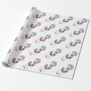 Big 3rd Birthday Girl Photo Collage Pink Flower Wrapping Paper