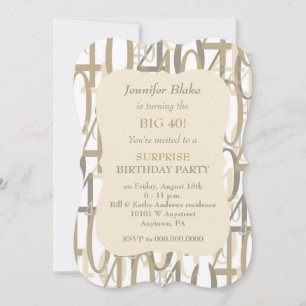 Big 40 Gold Birthday Party Invitation