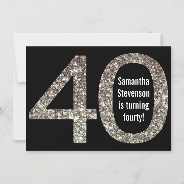 Big 4-0 Birthday Glitter-Look 40th Party Invitation (Front)