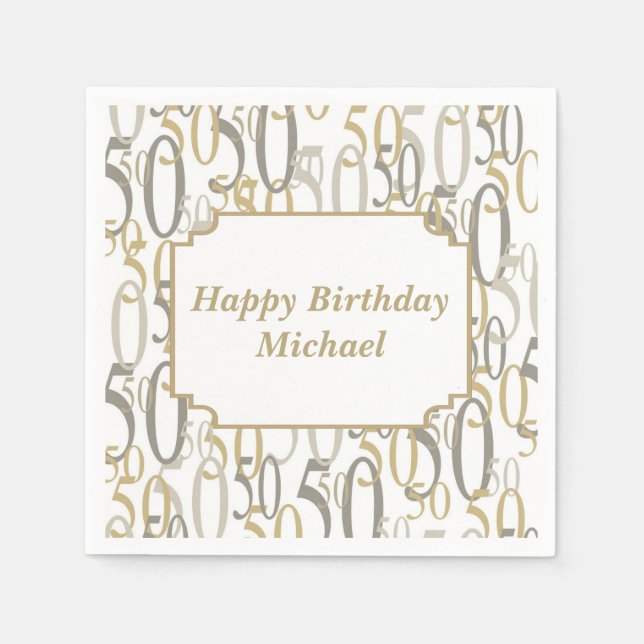 Big 50 Personalized Birthday Party Napkins (Front)