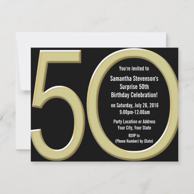 Big 5-0 Gold Party Invitations (Front)