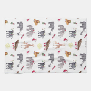 Big 5 African Christmas Animals Kitchen Towel