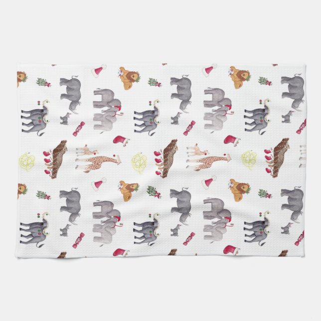 Big 5 African Christmas Animals Kitchen Towel (Horizontal)