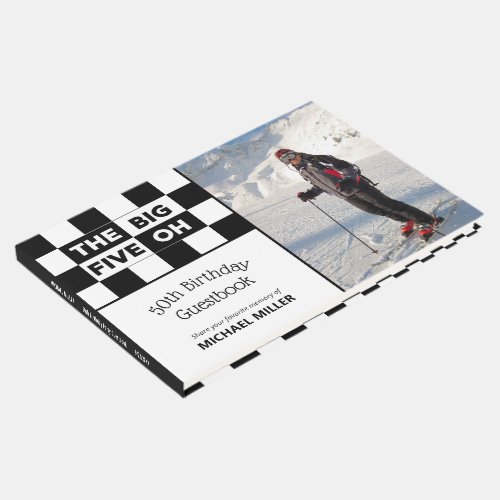 Big 5 Oh Photo Black White Checkered 50th Birthday Guest Book