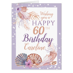 Big 60th Birthday Seashell Coral Card