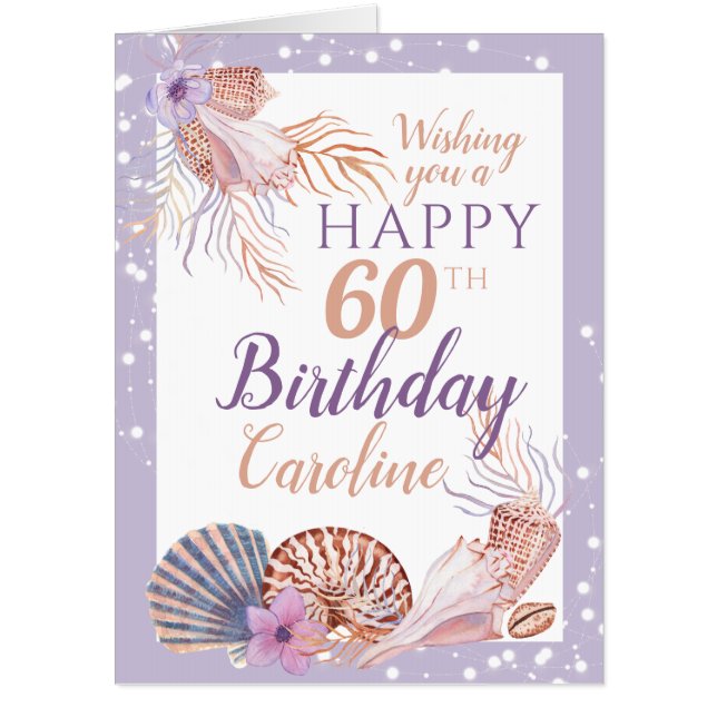 Big 60th Birthday Seashell Coral Card (Front)