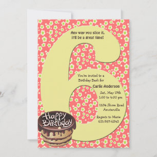 Big 6 Birthday Party Invitation