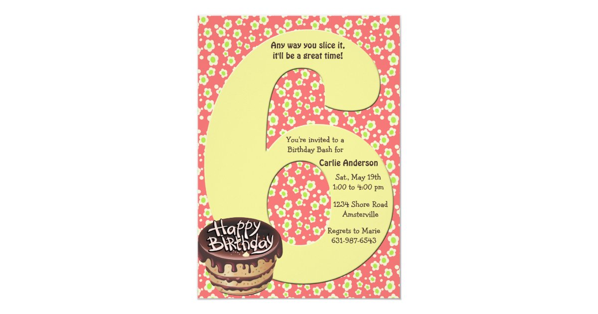 Big 6 Birthday Party Invitation