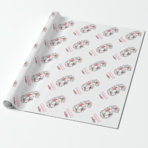 Big 6th Birthday Girl Photo Collage Pink Flower Wrapping Paper