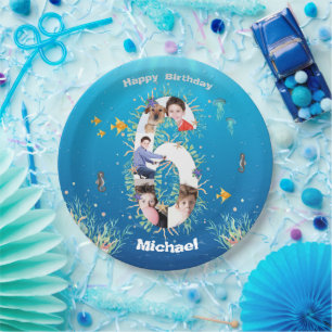 Big 6th Birthday Photo Collage Under The Sea Paper Plates