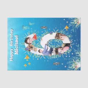 Big 6th Under The Sea Birthday Photo Collage Tissue Paper