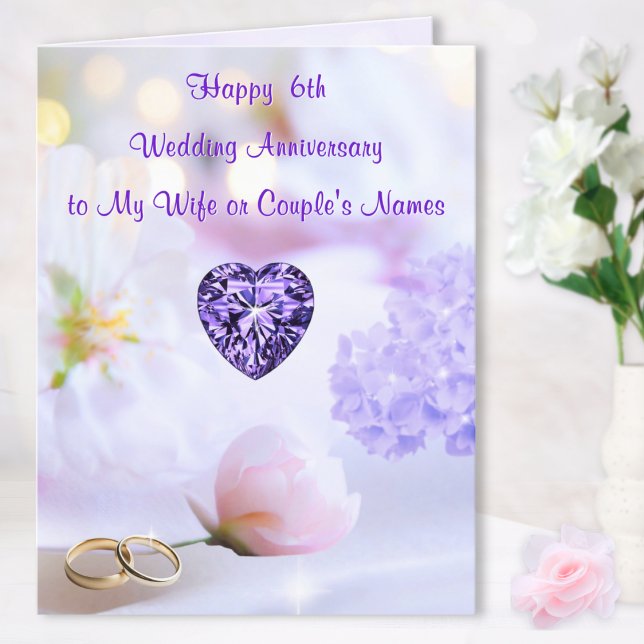 BIG, 6th Year Anniversary Card. Anniversary Cards (6th Year Anniversary Card. Happy 6th wedding anniversary card for wife. Amethyst wedding anniversary)