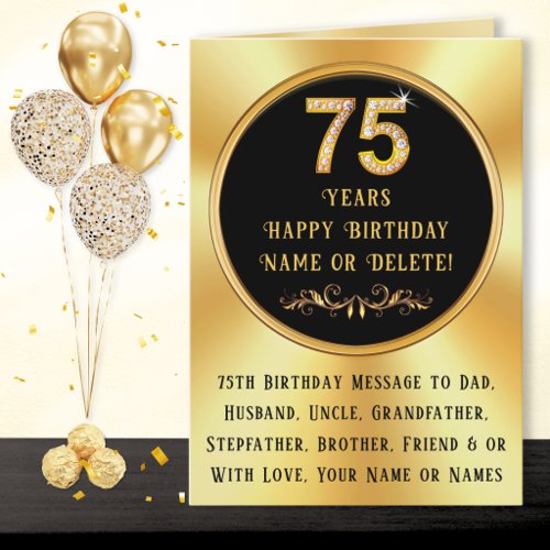 BIG, 75th Dad Birthday Card, Grandfather, Husband, Card