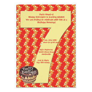 7 year old birthday invitations zazzle