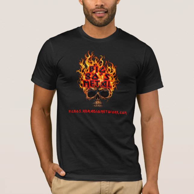 Big 80's Metal Flaming Skull T-Shirt (Front)