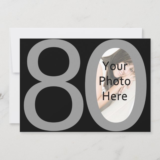 Big 8-0 Photo Birthday Party Invitations (Front)