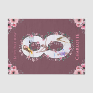 Big 8th Birthday Girl Photo Collage Pink Flower Ti Tissue Paper