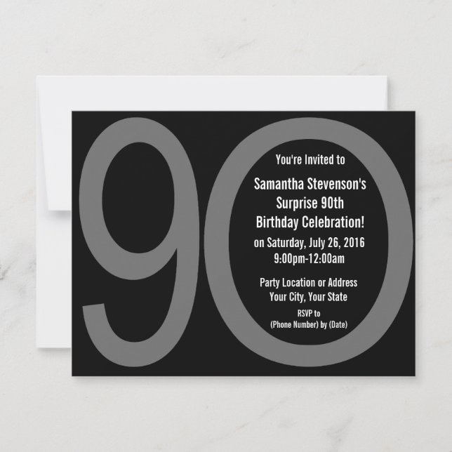 Big 9-0 Birthday Party Invitations (Front)