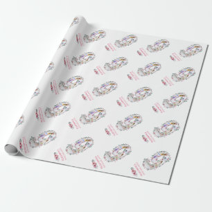 Big 9th Birthday Girl Photo Collage Pink Flower Wrapping Paper