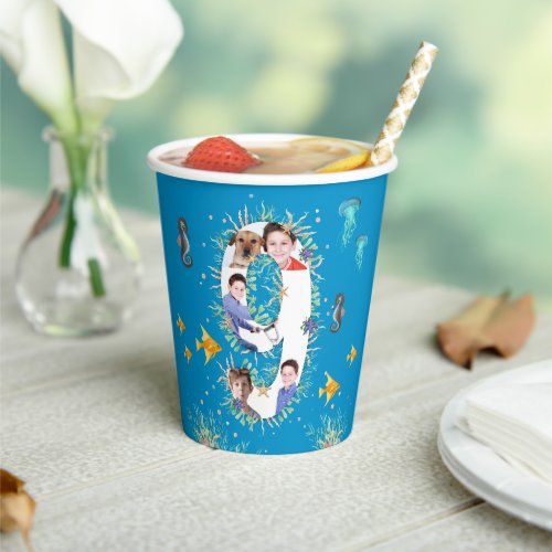 Big 9th Under The Sea Birthday Photo Collage Paper Cups