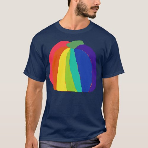 Big Abstract Rainbow Pumpkin T_Shirt