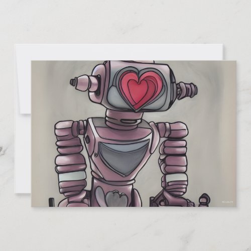 Big Adorable Robot Valentine Love Note Holiday Card