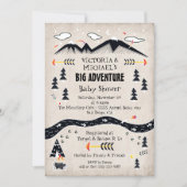 Big adventure rustic mountain tribal baby shower invitation (Front)