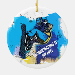 Big Air Jumps! - Snowboarding Fool Ceramic Ornament