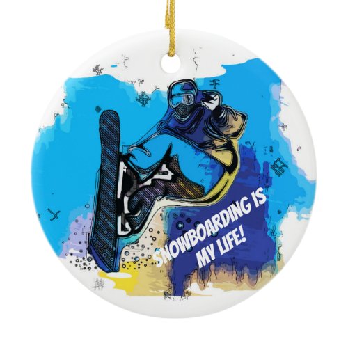 Big Air Jumps! - Snowboarding Fool Ceramic Ornament