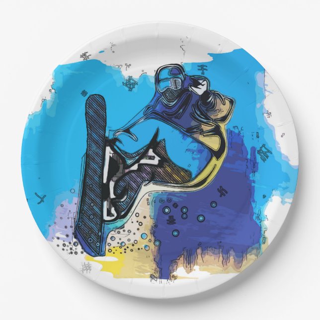 Big Air Jumps! - Snowboarding Fool  Paper Plates (Front)