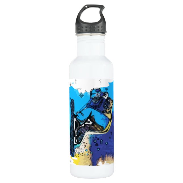 Big Air Jumps! - Snowboarding Fool  Stainless Steel Water Bottle (Front)