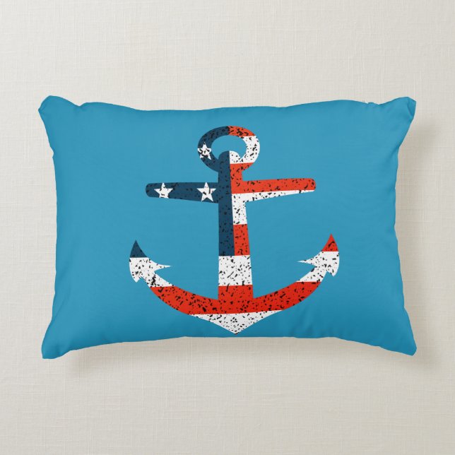 Big American Flag Anchor  Accent Pillow (Front)
