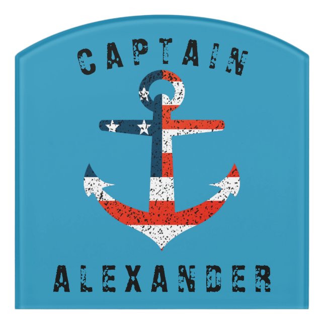 Big American Flag Anchor  Door Sign (Contour Front)