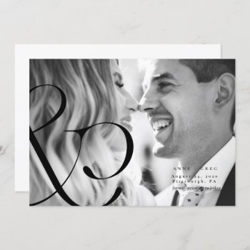 Big Ampersand Black Whit Save The Date Photo Card by blush_printables at Zazzle