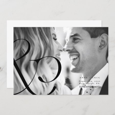 Big Ampersand Black Whit Save The Date Photo Card