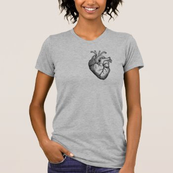 Big Anatomical Heart Heather Grey T-shirt by OniTees at Zazzle
