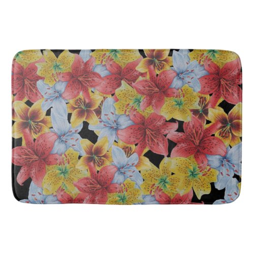 big and bold colorful flowers floral bath mat