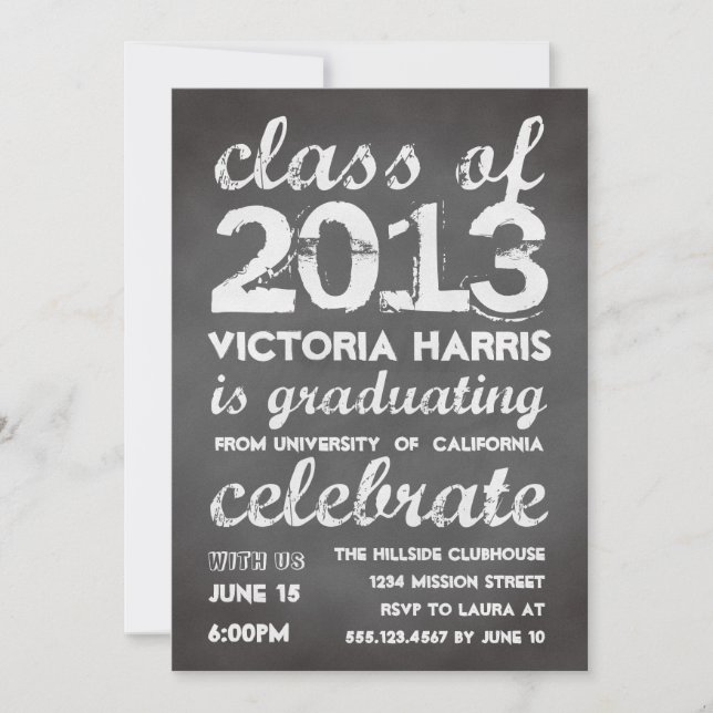 Big and bold gray chalkboard typography modern invitation (Front)