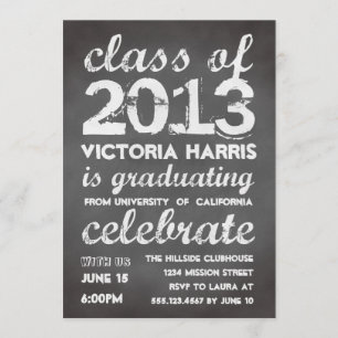 Big and bold gray chalkboard typography modern invitation