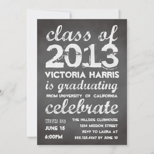 Big and bold gray chalkboard typography modern custom invite