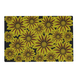 big and bold yellow flowers with red stripes placemat