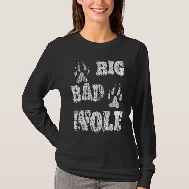 BIG and evil wolf disstressed paw print T-Shirt (Front)