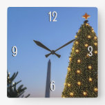 Big and Little Christmas Trees II Holiday in DC Square Wall Clock