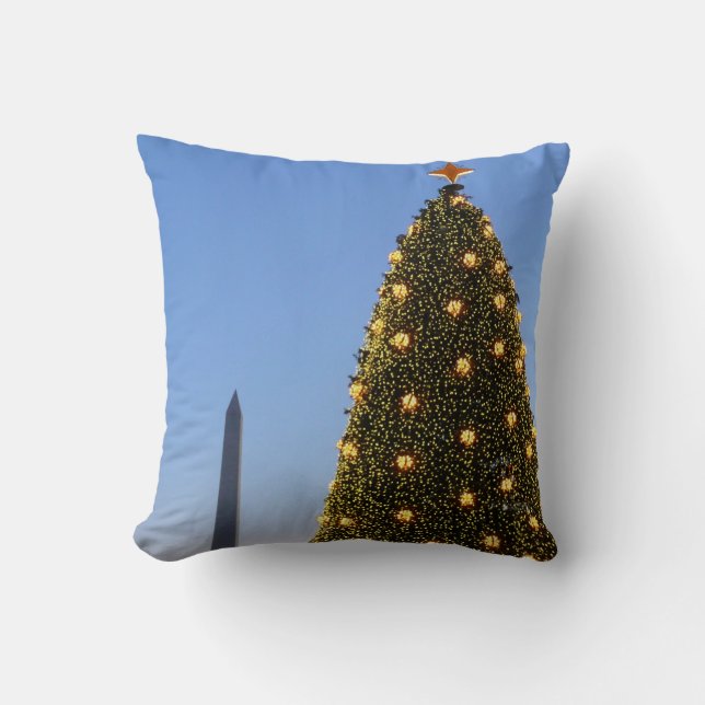 Big and Little Christmas Trees II Holiday in DC Throw Pillow (Front)