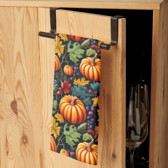 Big and Little Fall Pumpkins Kitchen Towel (Thirds Fold)